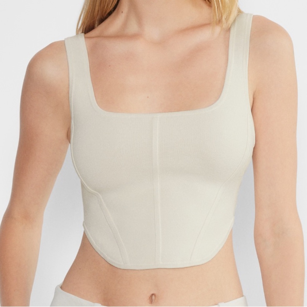 Babaton sculpt knit bustier (matte pearl)